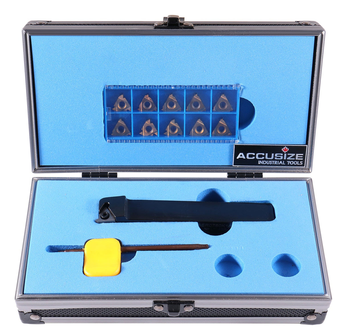 12 pc UN Threading Set, 3/4" Shank, Indexable Thread Tool Set, Right Hand, with 10 pc Tin Coating Threading Inserts