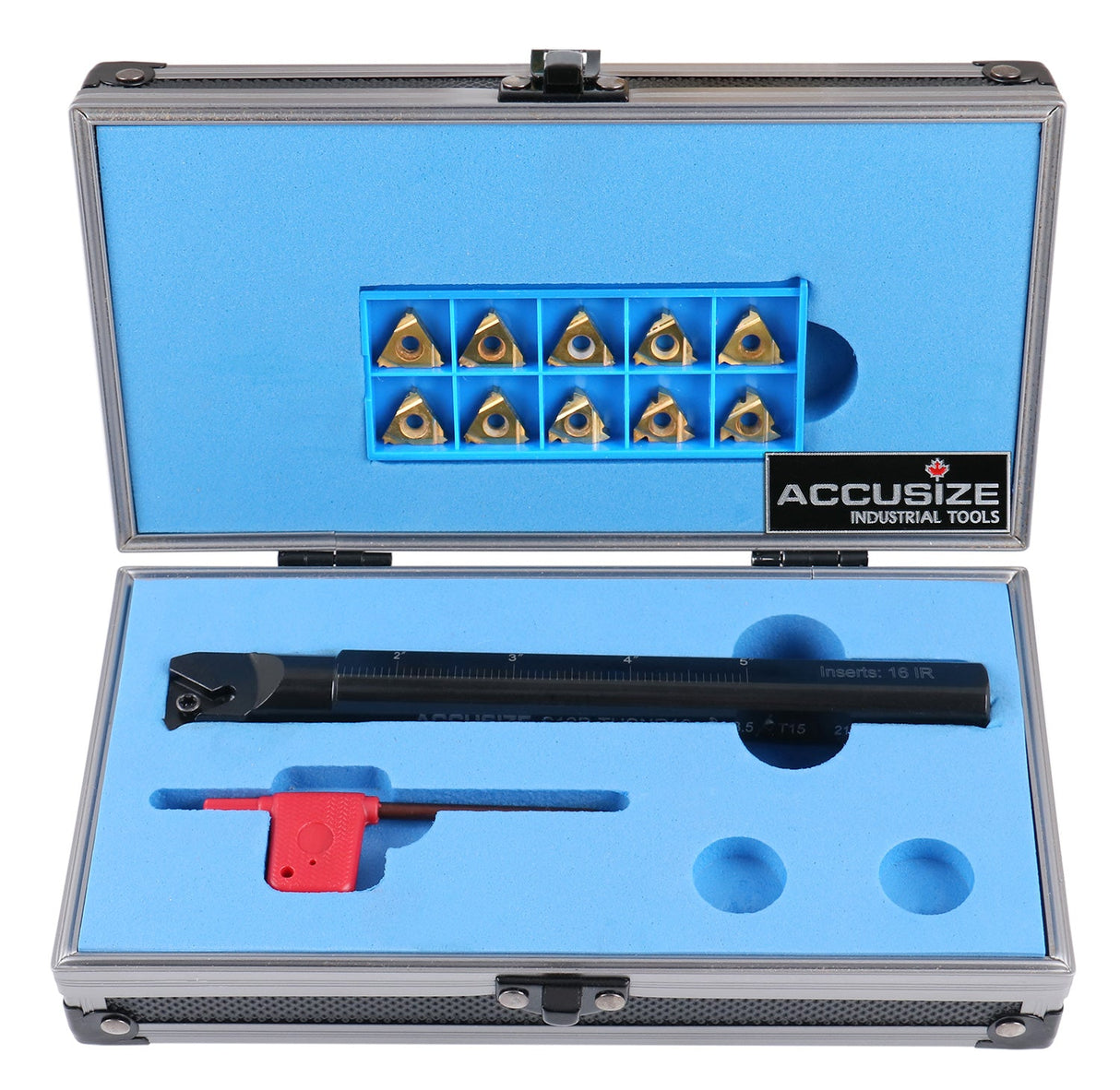 12 pc UN Threading Set, 3/4" Shank, Indexable Thread Tool Set, Right Hand, with 10 pc Tin Coating Threading Inserts