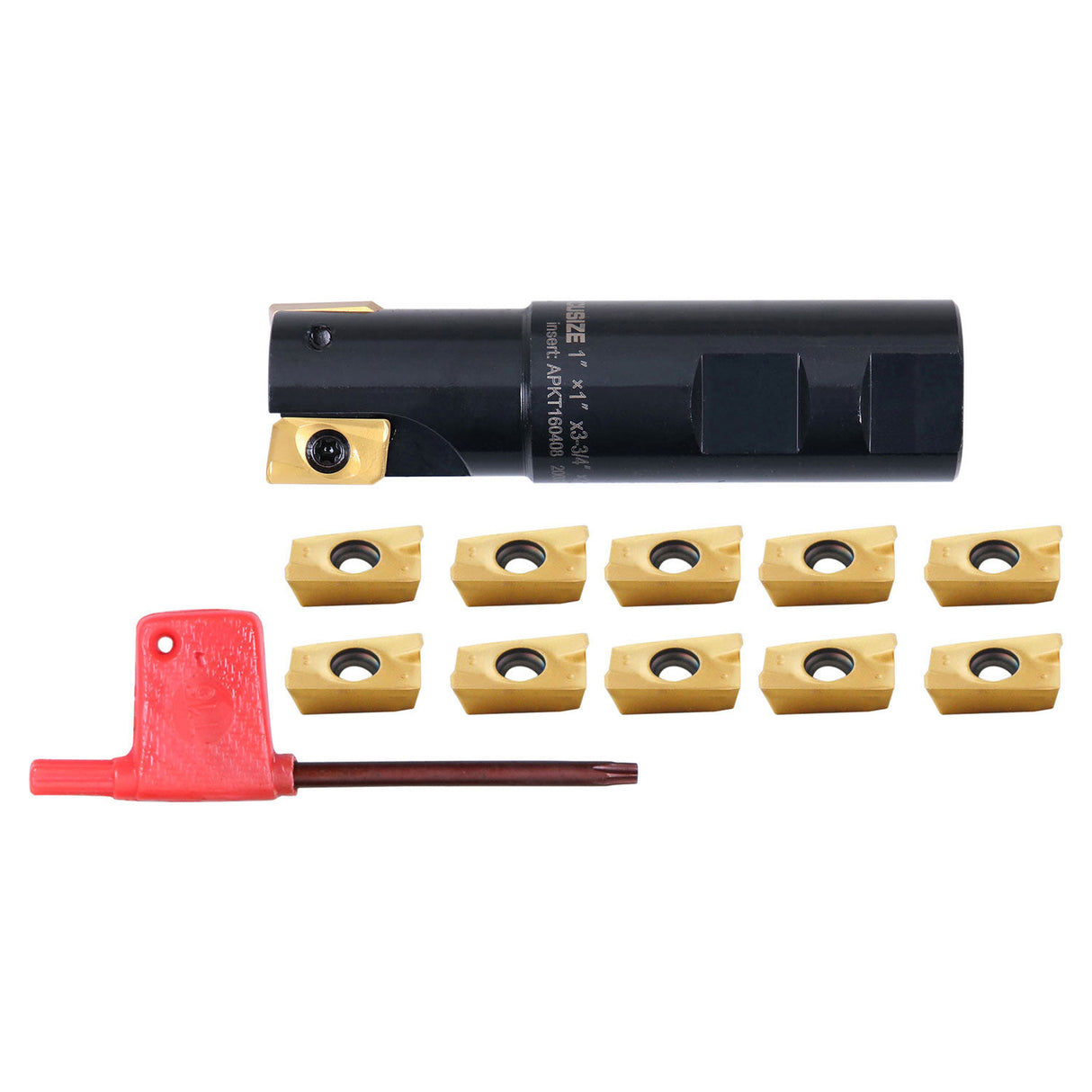 1" 90 Deg Square Shoulder Indexable End Mill plus 12 APKT1604 Carbide Inserts, #0056-0921+0056-1604