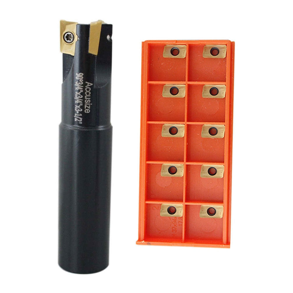 3/4" 90 Deg Square Shoulder Indexable End Mill plus 13 APKT11T308 Carbide Inserts, #0056-0917+0056-1130