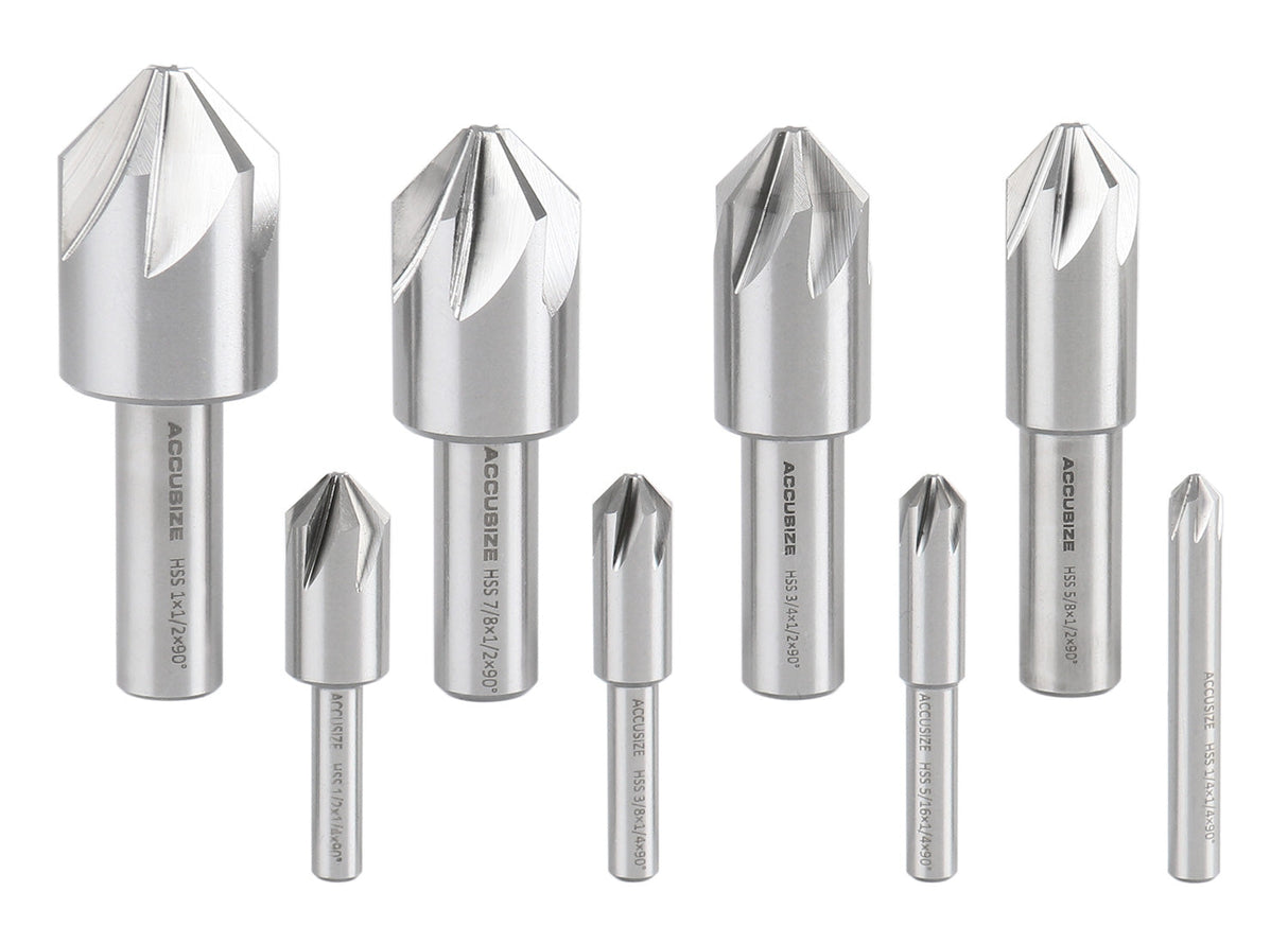 6 Flute HSS Machine Countersinks Sets, 8 pcs/Set