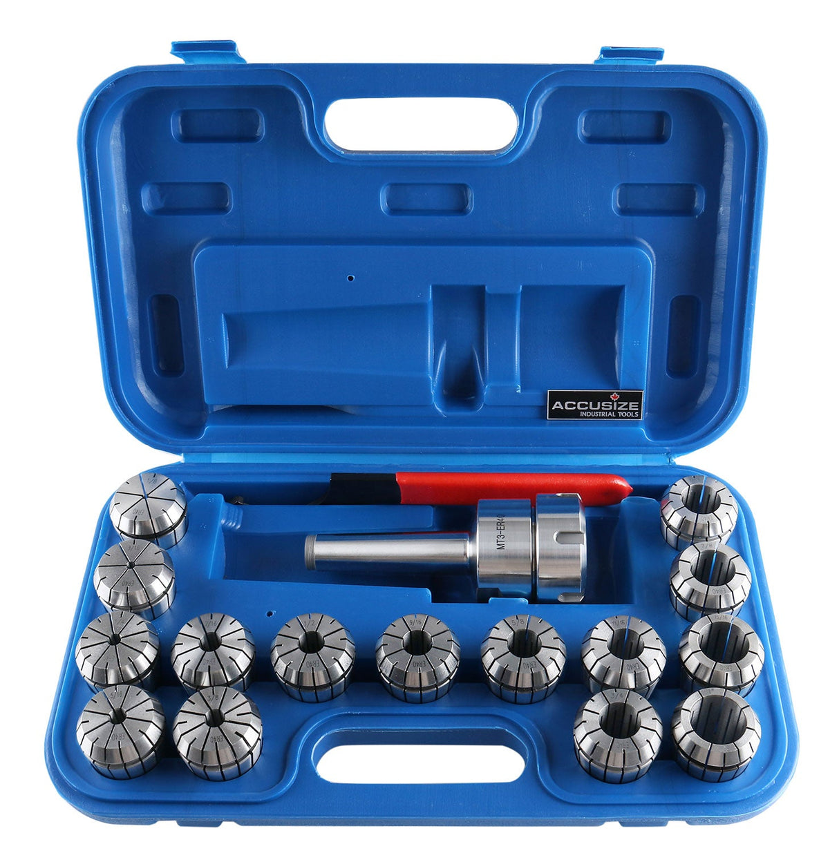 MT3 Shank ER40 Chuck w/ 15PC Collets kit, 1/8" - 1" by 16th, Morse Taper Collet System, #0223-0308