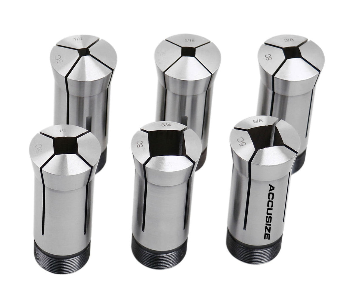 5C Square Collets, 6 Pcs/Set, Size Including 1/4'', 5/16'', 3/8'', 1/2'', 5/8'', and 3/4'', 0223-0310