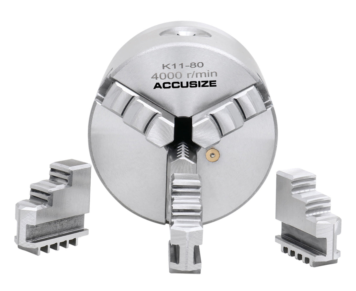 R8 Precision Lathe Chucks, 3-Jaw Self-Centering Scroll