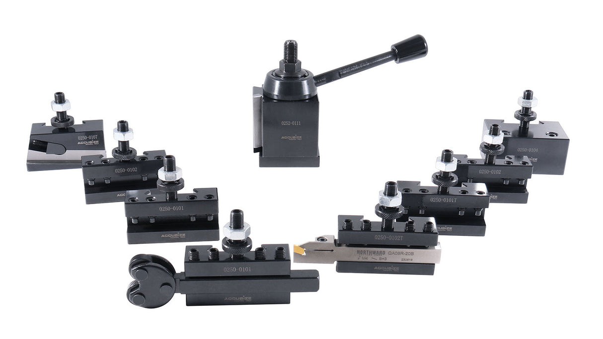 11 Pcs AXA Wedge Type Quick Change Tool Post Set for Lathe Swing 6"-12", 0251-0119