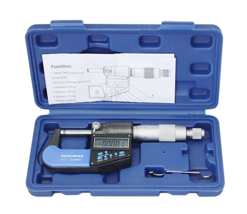 Electronic Digital Micrometers, 7 Keys, 0-1", 1-2", 2-3", 3-4", 4-5", & 5-6", inch, imperial