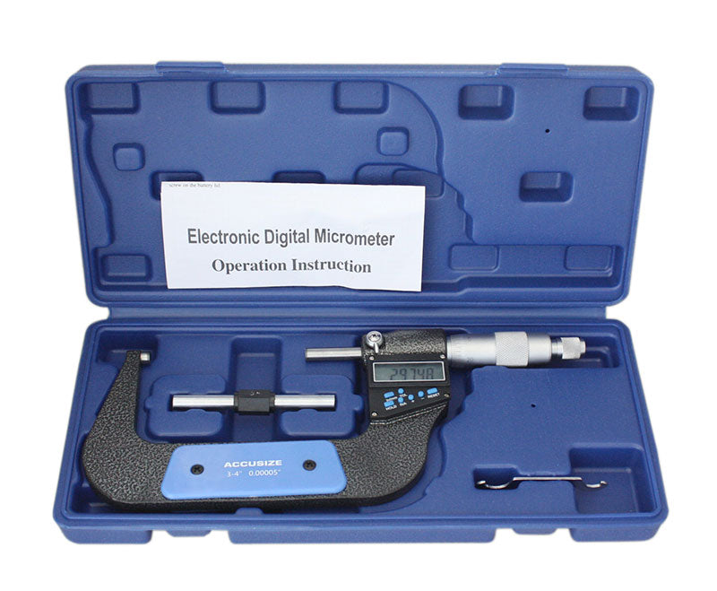 Electronic Digital Micrometers, 7 Keys, 0-1", 1-2", 2-3", 3-4", 4-5", & 5-6", inch, imperial