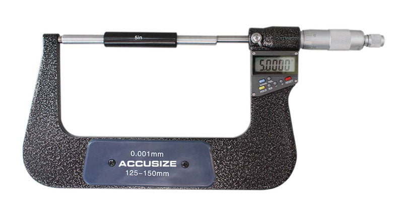 Electronic Digital Micrometers, 7 Keys, 0-1", 1-2", 2-3", 3-4", 4-5", & 5-6", inch, imperial