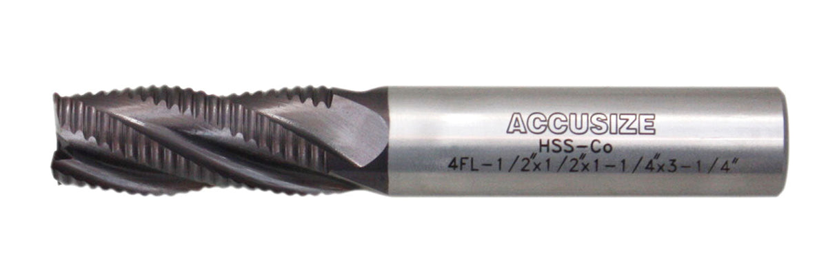 Standard Tooth, TiAlN Coated, M42-8% Cobalt Roughing End Mills