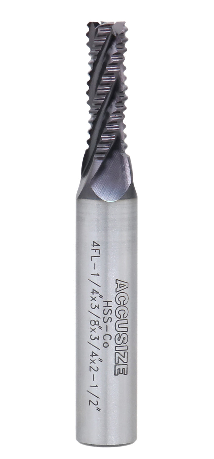 Standard Tooth, TiAlN Coated, M42-8% Cobalt Roughing End Mills