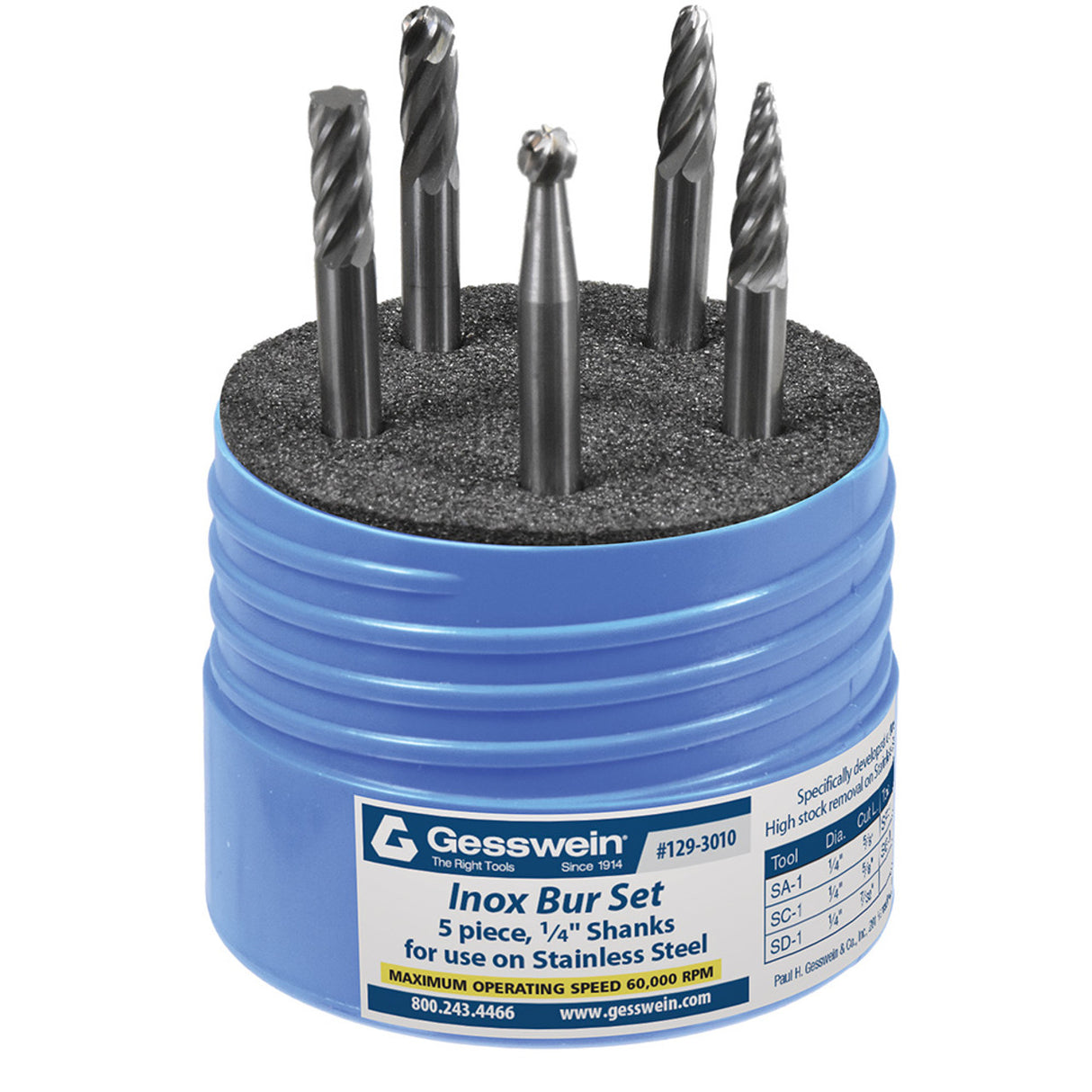 Inox Carbide Bur Set 1/4" - 5-Piece Set