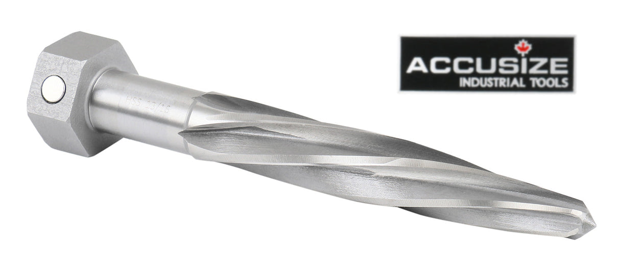 Bridge Reamer, H.S.S. Aligning Reamer, Spiral Flute, Magnetic Hex Shank