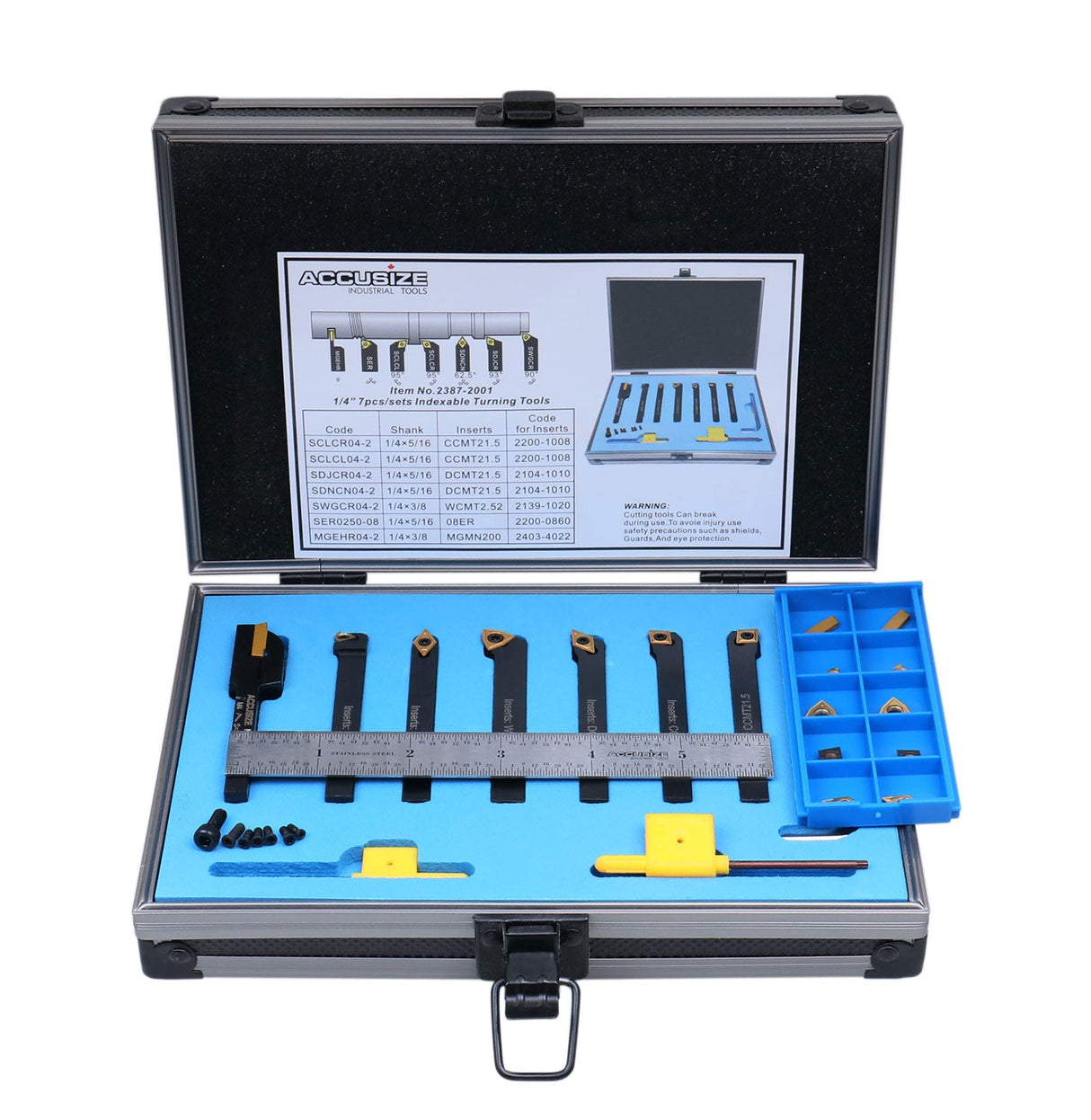 7 pc Indexable Carbide Turning Tools w/ Extra Inserts