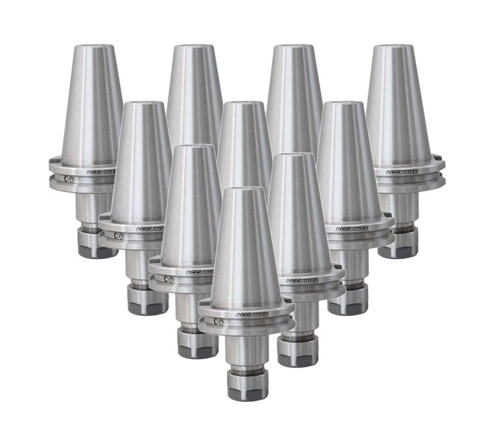 2001-0005x10, 10 Pcs Premium CAT40-ER16 V-Flange Collet Chucks, Proj. Length 2.76" Balanced to 20,000 RPM at G2.5