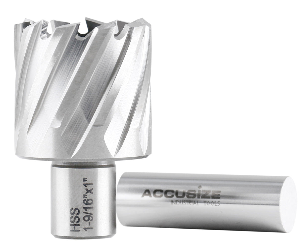 1" Cutting Depth, H.S.S. Annular Cutters, with 3/4" or 1-1/4" Weldon Shank, CBN Ground, ANSI STANDARD