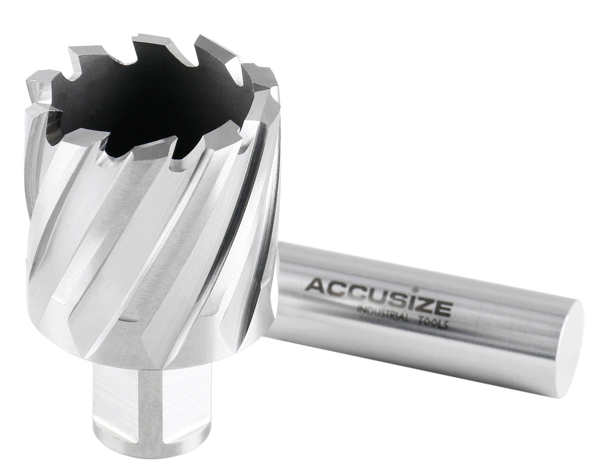 1" Cutting Depth, H.S.S. Annular Cutters, with 3/4" or 1-1/4" Weldon Shank, CBN Ground, ANSI STANDARD