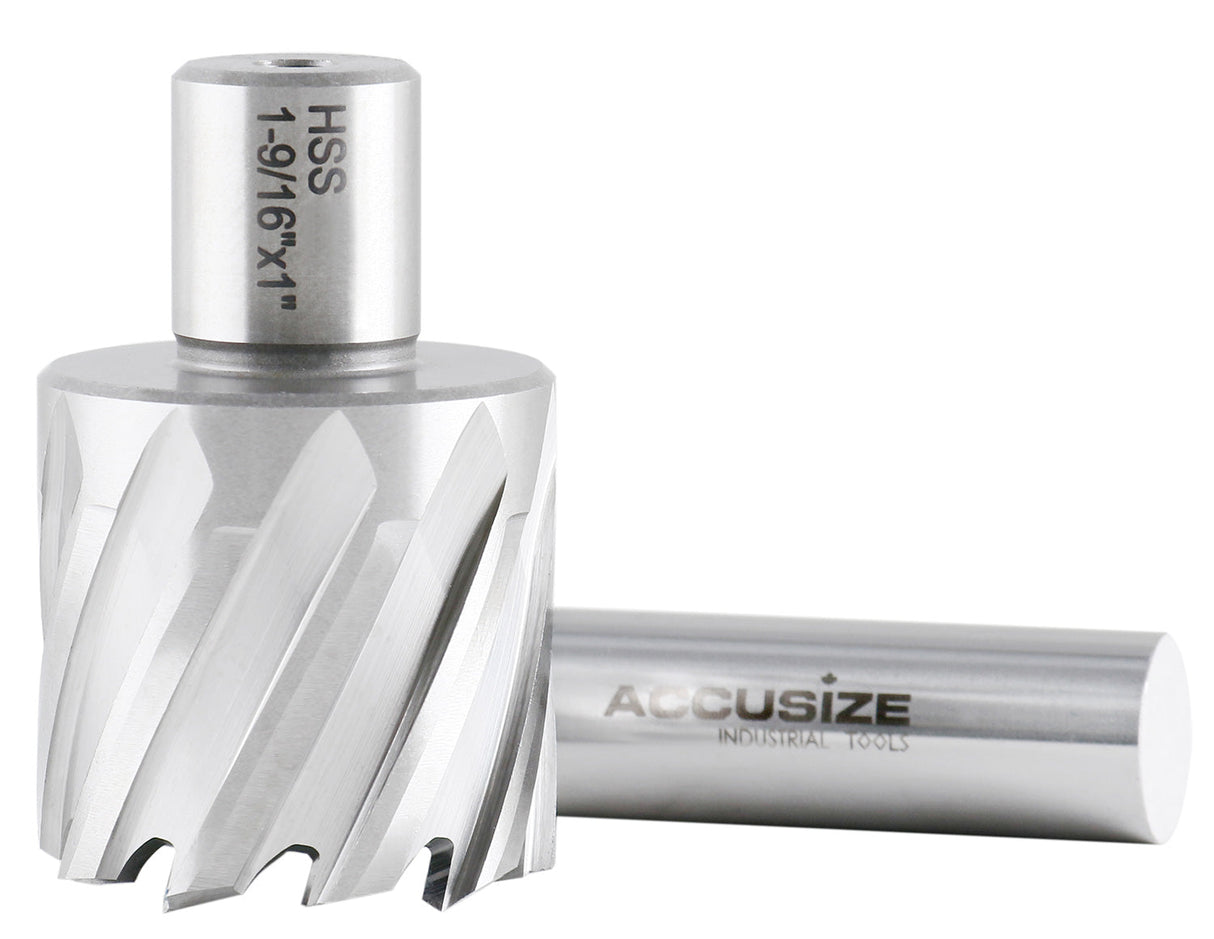 1" Cutting Depth, H.S.S. Annular Cutters, with 3/4" or 1-1/4" Weldon Shank, CBN Ground, ANSI STANDARD