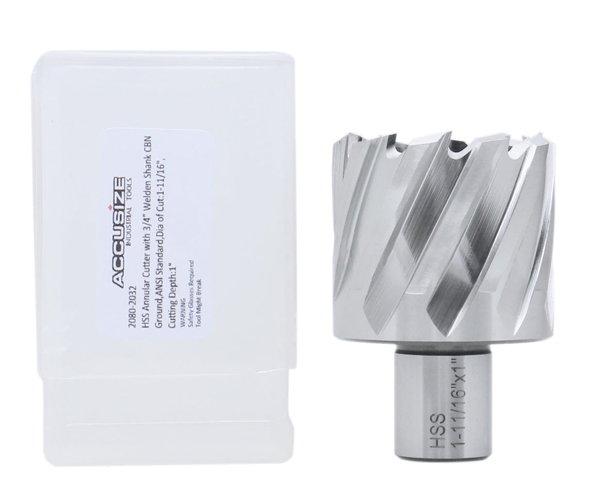 1" Cutting Depth, H.S.S. Annular Cutters, with 3/4" or 1-1/4" Weldon Shank, CBN Ground, ANSI STANDARD