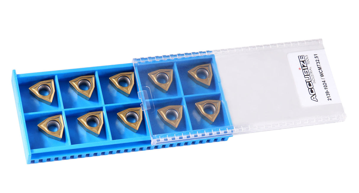 WCMT Inserts, Carbide, TiN Coated, 10 Pcs/Set