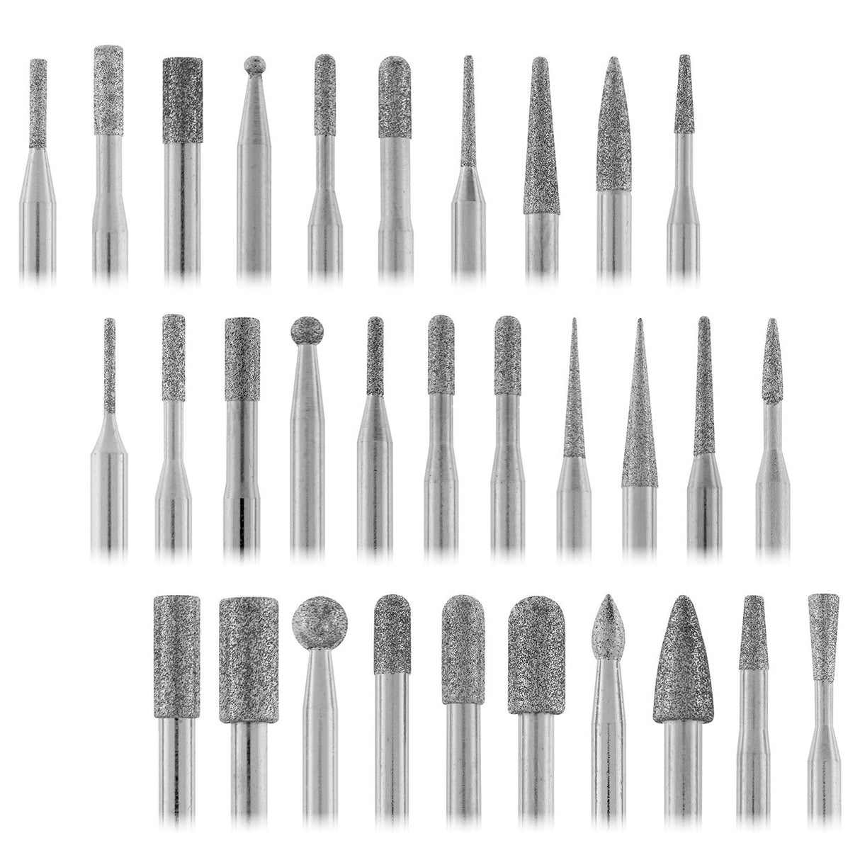 Diamond Burs, 1/8" Shank - 30-Piece Set