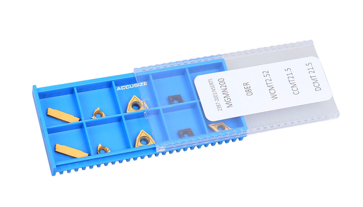 2 Pc of Each Kind of Carbide Inserts for Accusize 7ps Indexable Carbide Lathe Turning Tool Sets, CVD Coated and Tin Coated, Total 10 Pieces