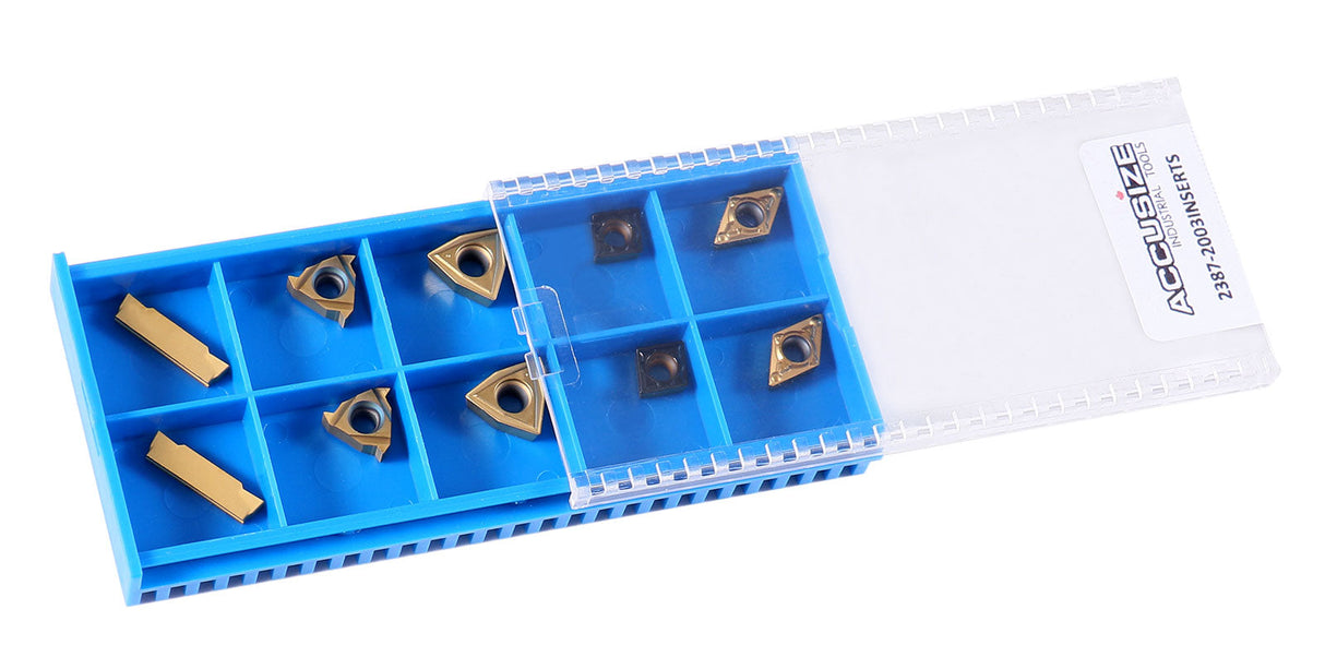 2 Pc of Each Kind of Carbide Inserts for Accusize 7ps Indexable Carbide Lathe Turning Tool Sets, CVD Coated and Tin Coated, Total 10 Pieces