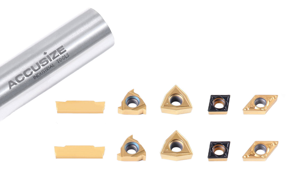 2 Pc of Each Kind of Carbide Inserts for Accusize 7ps Indexable Carbide Lathe Turning Tool Sets, CVD Coated and Tin Coated, Total 10 Pieces