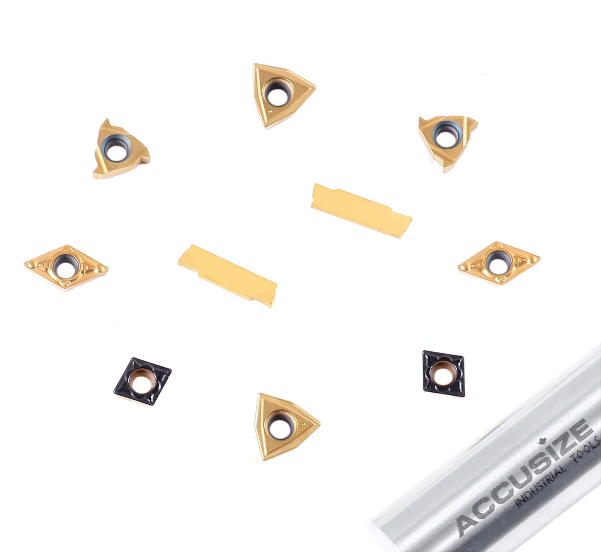 2 Pc of Each Kind of Carbide Inserts for Accusize 7ps Indexable Carbide Lathe Turning Tool Sets, CVD Coated and Tin Coated, Total 10 Pieces