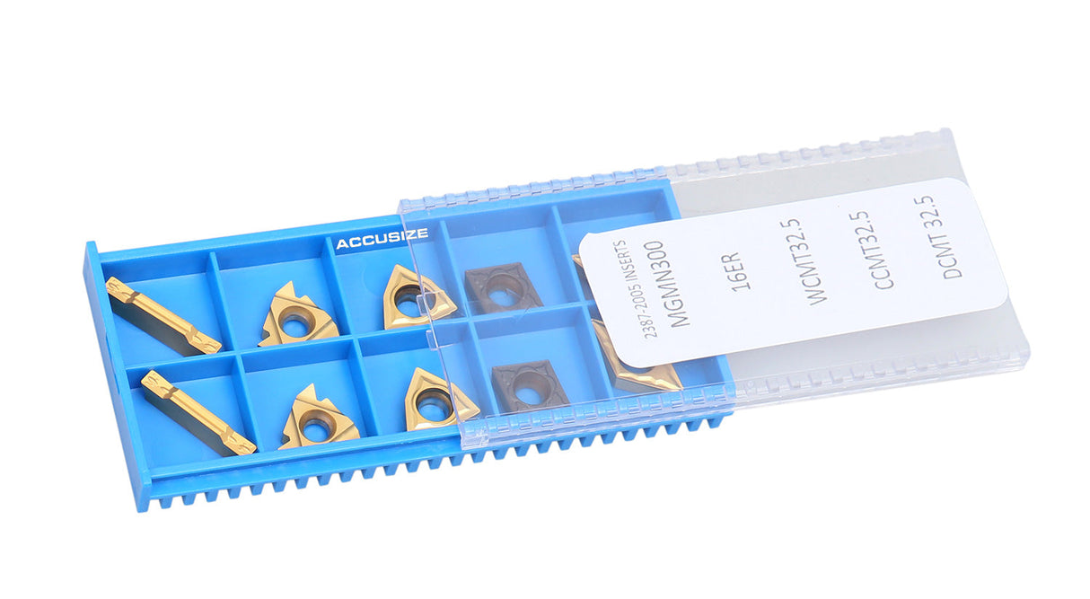 2 Pc of Each Kind of Carbide Inserts for Accusize 7ps Indexable Carbide Lathe Turning Tool Sets, CVD Coated and Tin Coated, Total 10 Pieces