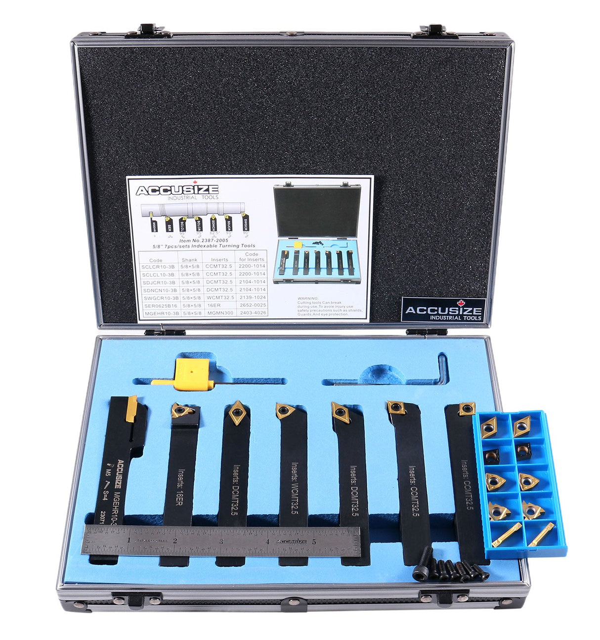 7 pc Indexable Carbide Turning Tools w/ Extra Inserts