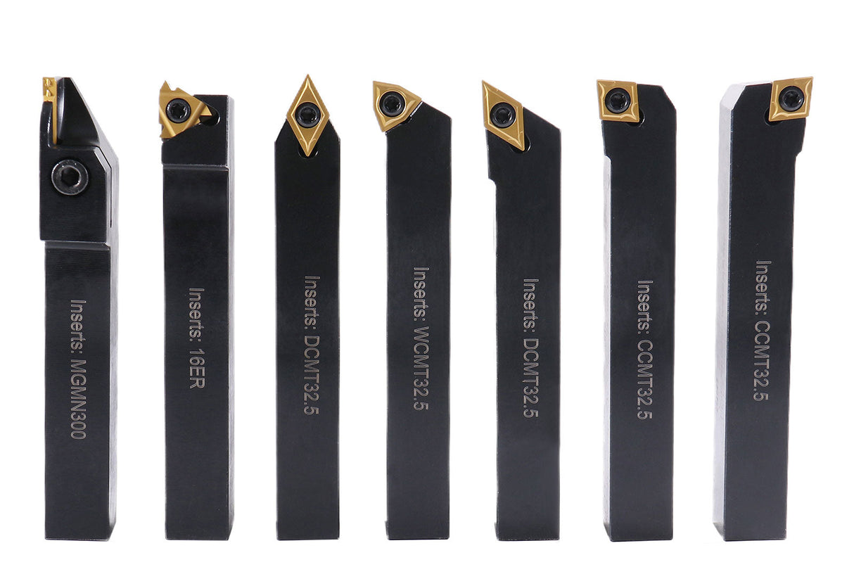 7 pc Indexable Carbide Turning Tools w/ Extra Inserts