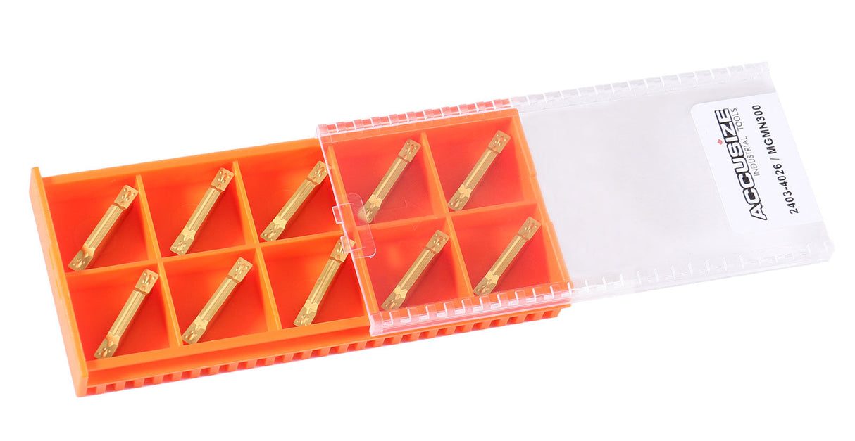 MGMN Double End Carbide Cut-Off Insert, Tin Coated, 10pc/set