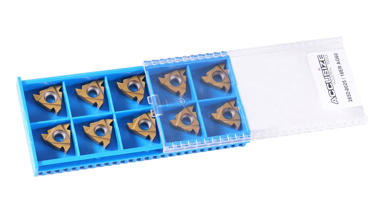 Carbide Threading Inserts, TiN Coated, 10 Pcs/Box