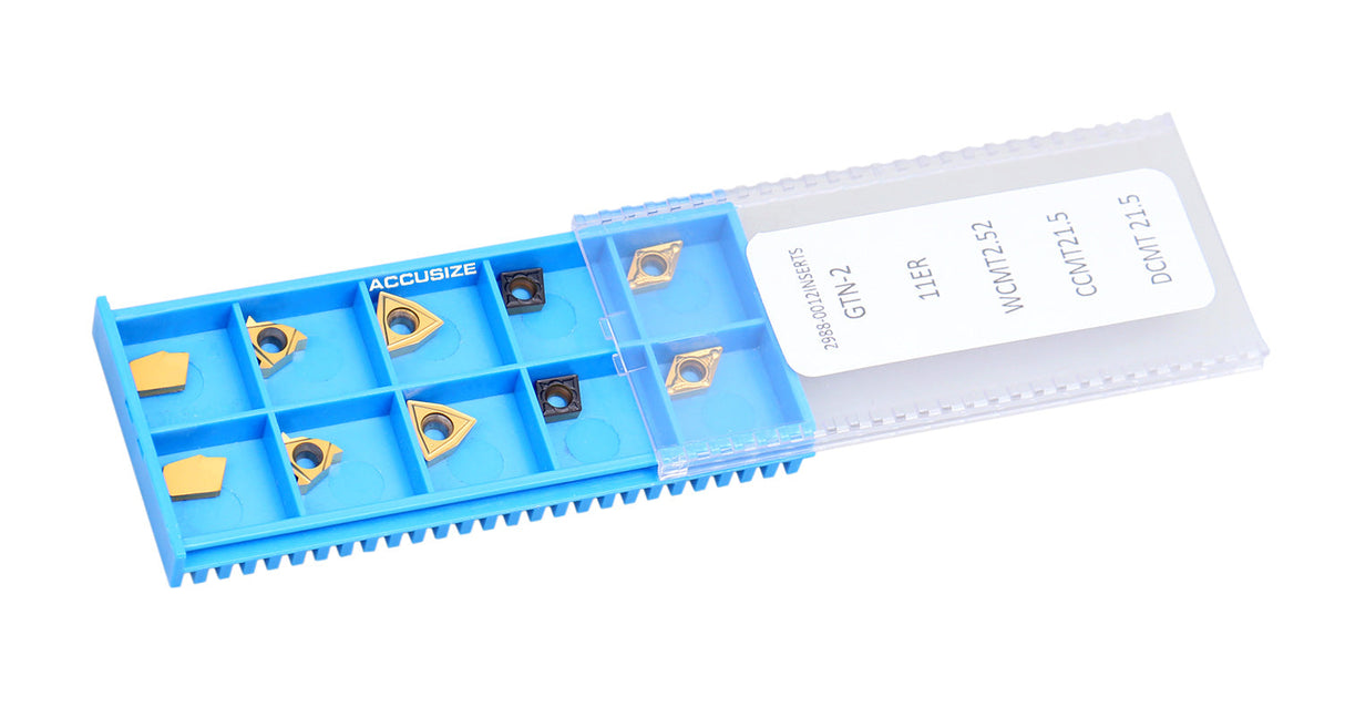 2 Pc of Each Style of Carbide Inserts for 9-Pc Indexable Carbide Turning Tool and Boring Bar Set