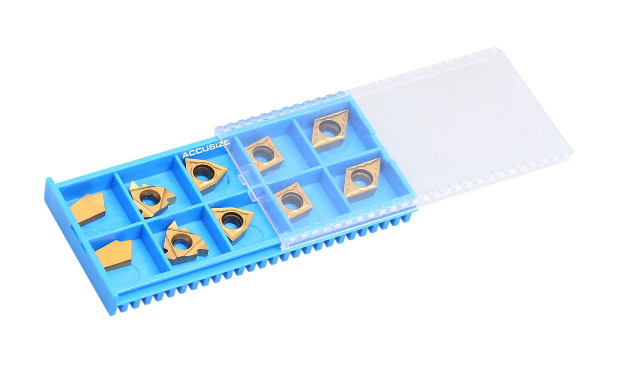 2 Pc of Each Style of Carbide Inserts for 9-Pc Indexable Carbide Turning Tool and Boring Bar Set