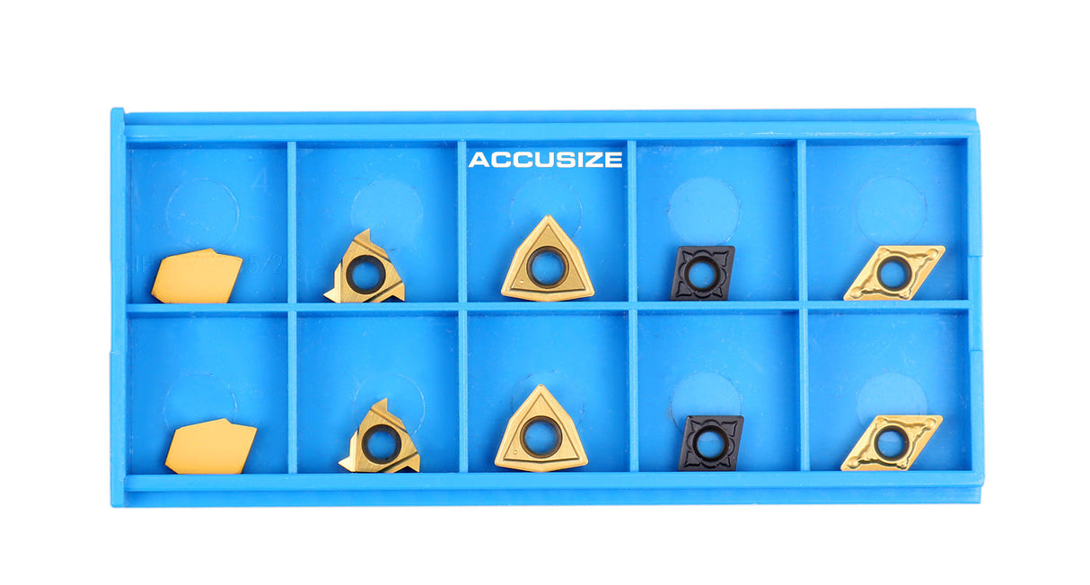2 Pc of Each Style of Carbide Inserts for 9-Pc Indexable Carbide Turning Tool and Boring Bar Set