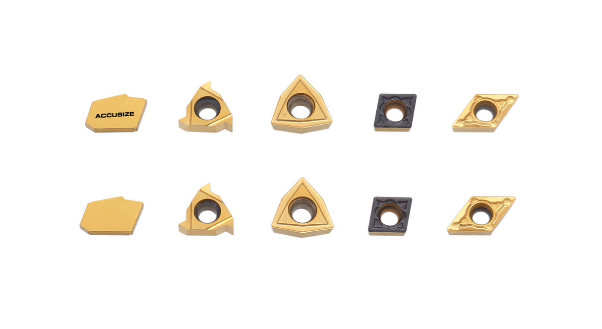 2 Pc of Each Style of Carbide Inserts for 9-Pc Indexable Carbide Turning Tool and Boring Bar Set