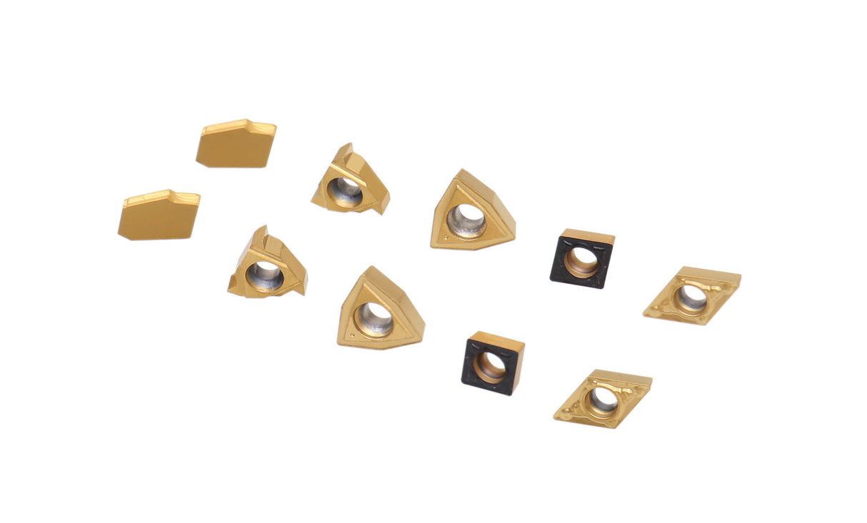 2 Pc of Each Style of Carbide Inserts for 9-Pc Indexable Carbide Turning Tool and Boring Bar Set
