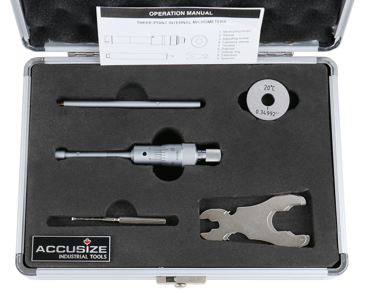 Three -Point Internal Micrometers, Ratchet Stop