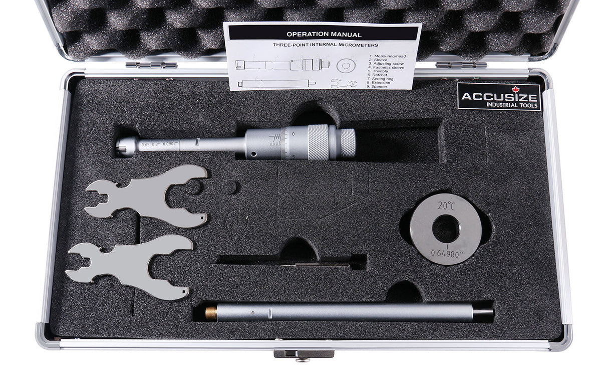 Three -Point Internal Micrometers, Ratchet Stop