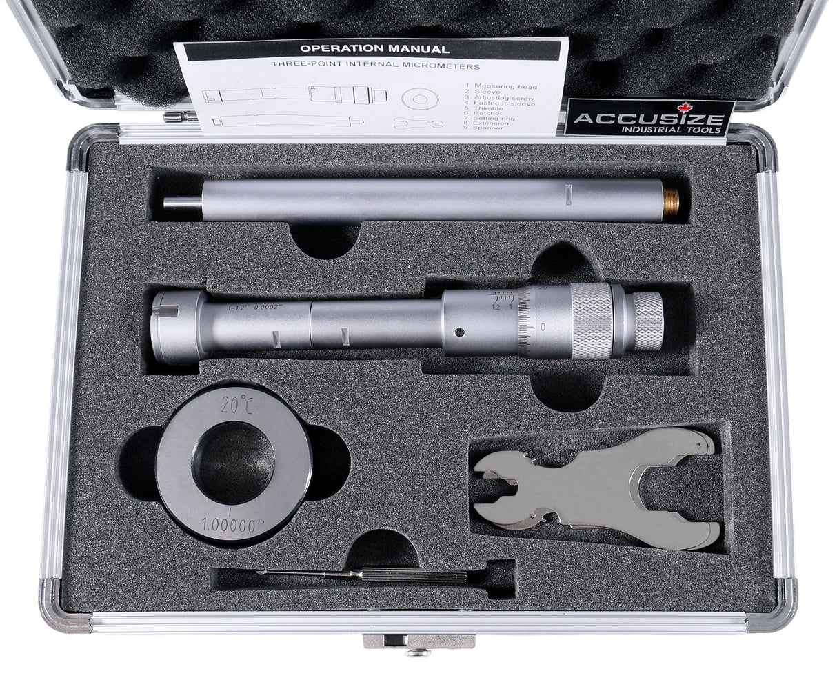 Three -Point Internal Micrometers, Ratchet Stop