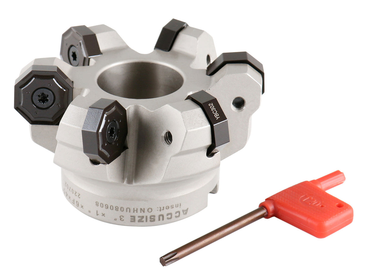 45 Degree Indexable Face Mill with ONHU08T508 Inserts, OCTAGONAL Double-Side Inserts with 16 Cutting Edges