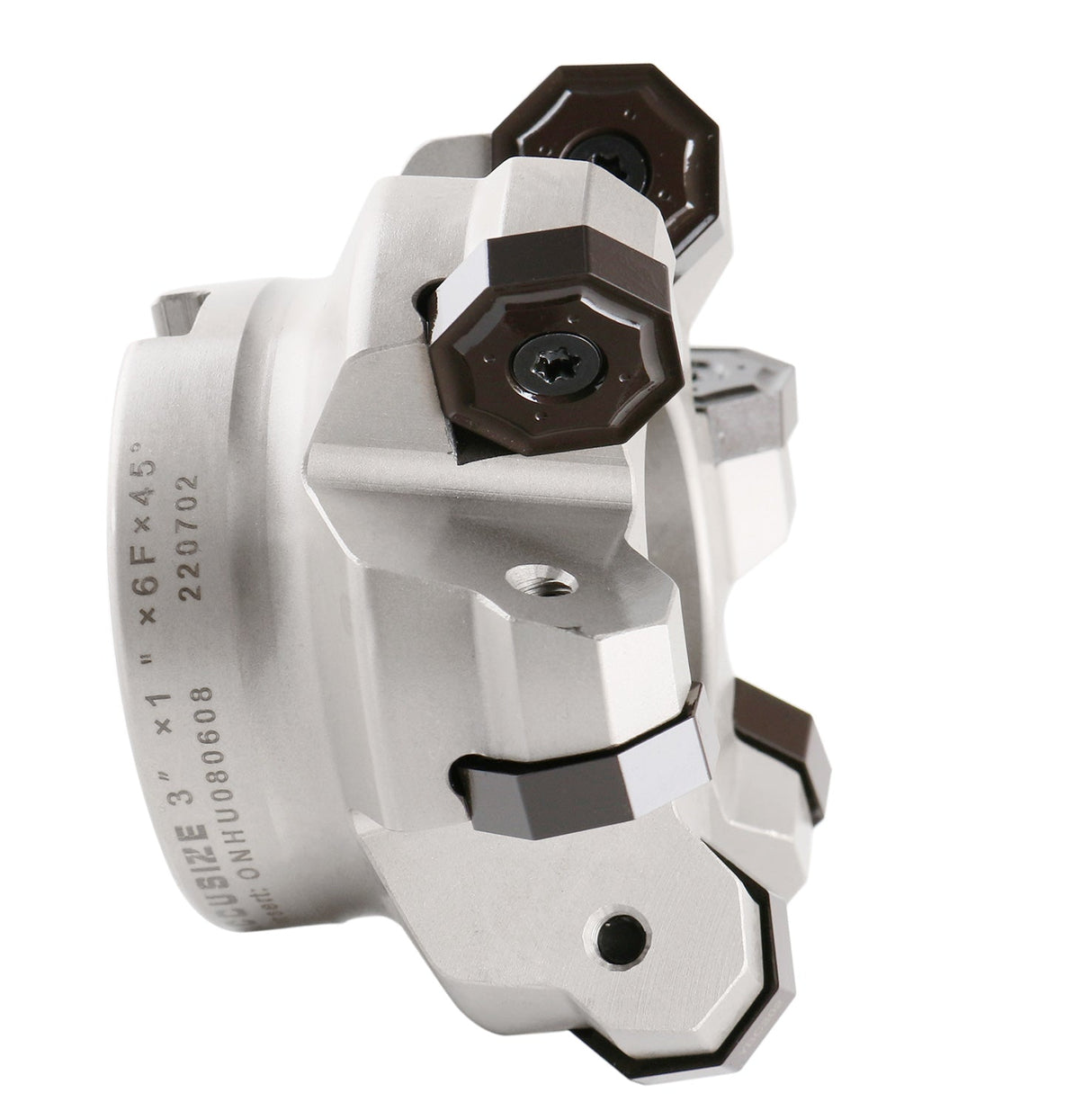 45 Degree Indexable Face Mill with ONHU08T508 Inserts, OCTAGONAL Double-Side Inserts with 16 Cutting Edges