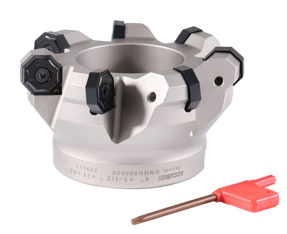 45 Degree Indexable Face Mill with ONHU08T508 Inserts, OCTAGONAL Double-Side Inserts with 16 Cutting Edges