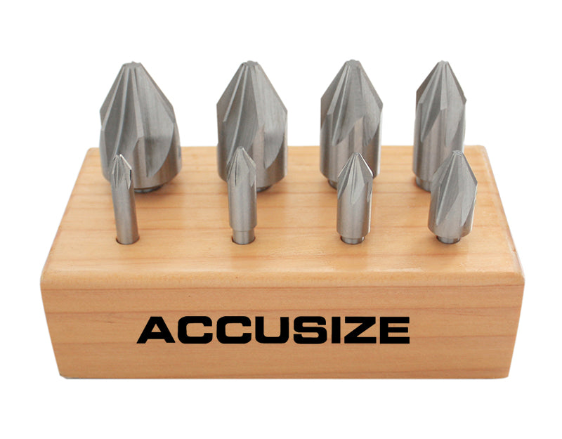 6 Flute HSS Machine Countersinks Sets, 8 pcs/Set