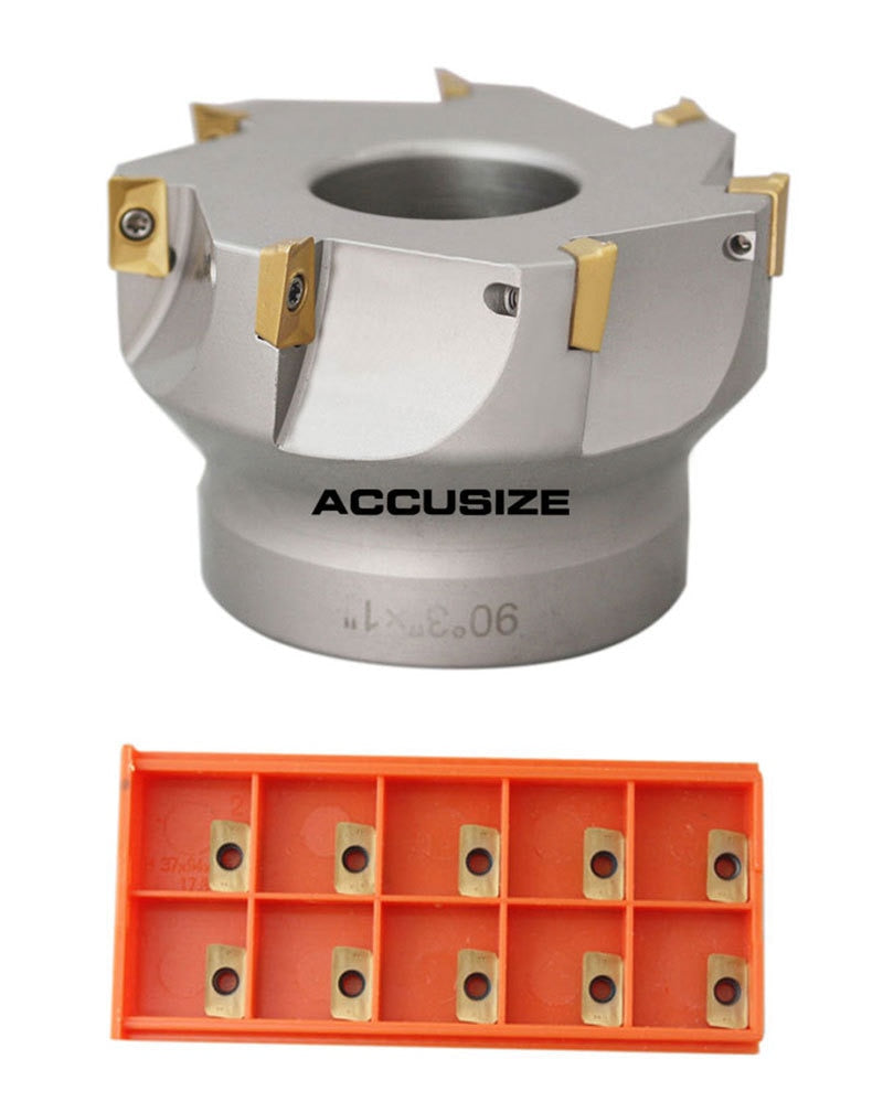 2-1/2" x 3/4" 90 Deg. Square Shoulder Indexable Face Mill plus 16 pc of APKT11T308 Inserts, #4508-0016+0056-1130