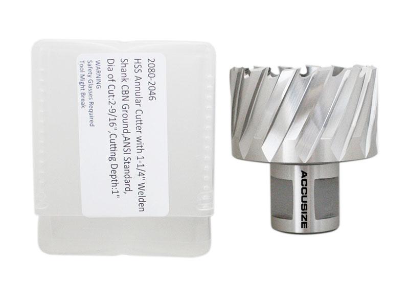 1" Cutting Depth, H.S.S. Annular Cutters, with 3/4" or 1-1/4" Weldon Shank, CBN Ground, ANSI STANDARD
