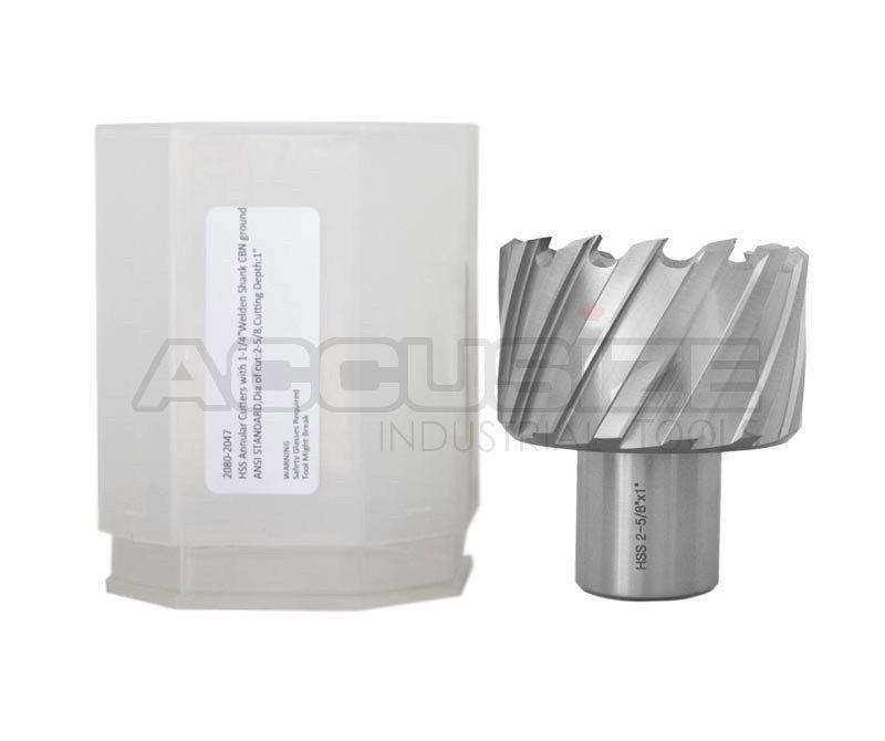 1" Cutting Depth, H.S.S. Annular Cutters, with 3/4" or 1-1/4" Weldon Shank, CBN Ground, ANSI STANDARD