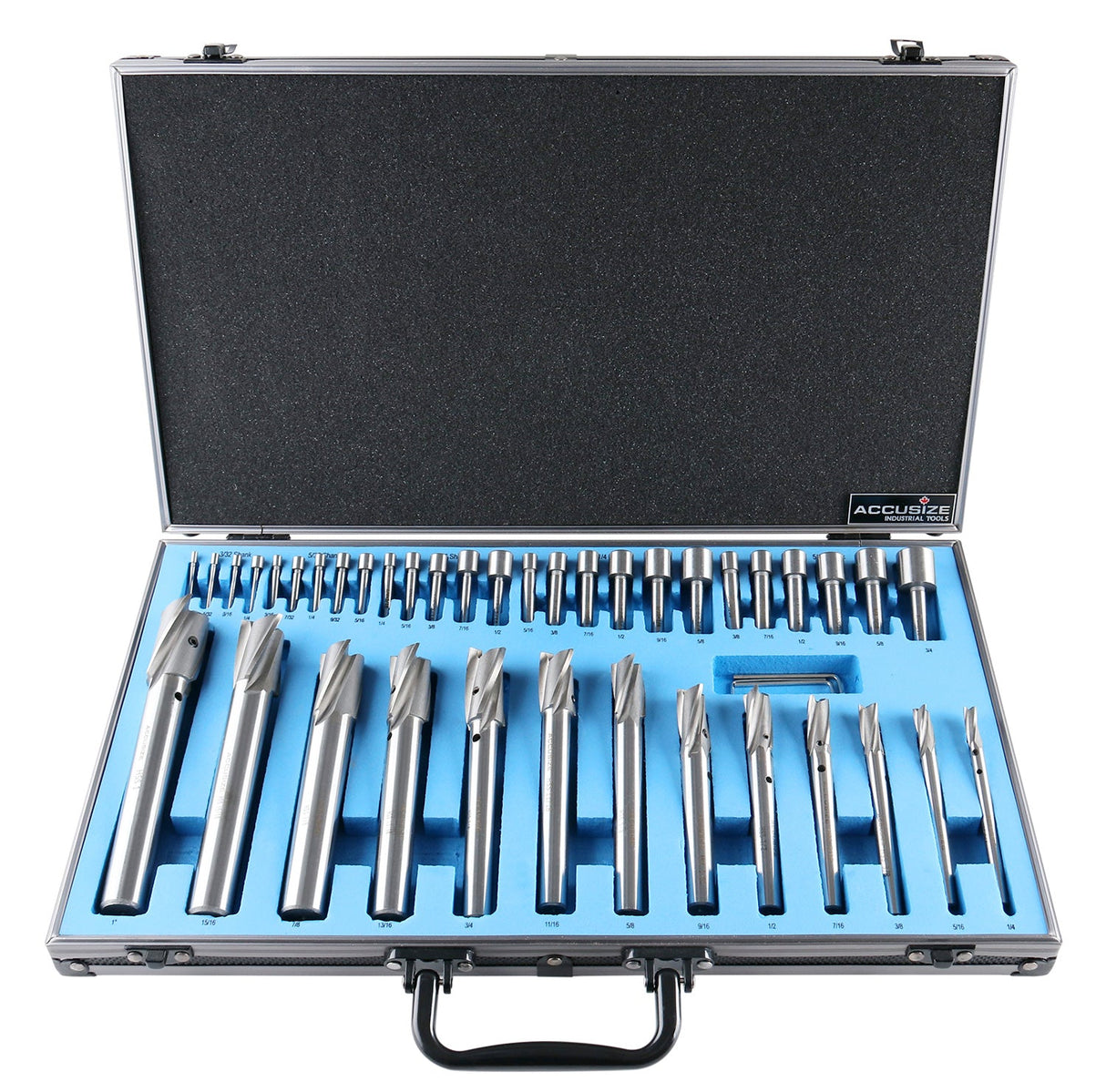 39 Ps/Set HSS Interchangeable Pilot Counterbore Sets, Straight Shank or Taper Shank