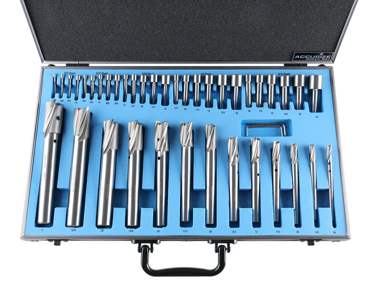 39 Ps/Set HSS Interchangeable Pilot Counterbore Sets, Straight Shank or Taper Shank